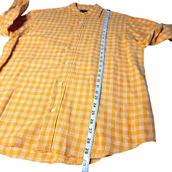 2 Henry Cottons Men's Linen Plaid Dress Shirts Sz Small Tall Blue Orange Easter - Picture 15 of 16